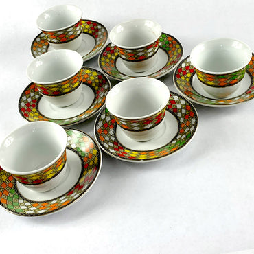 6 pcs - Ethiopian Traditional Coffee Cups | 6 ባህላዊ የቡና ስኒዎች