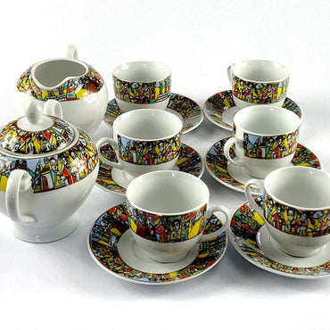 Ethiopian Traditional Coffee Set | ጀበና፣ 6 ስኒዎች፣ ስኳር እና ወተት ማቅረቢያ