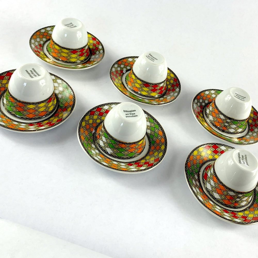 6 pcs - Ethiopian Traditional Coffee Cups | 6 ባህላዊ የቡና ስኒዎች