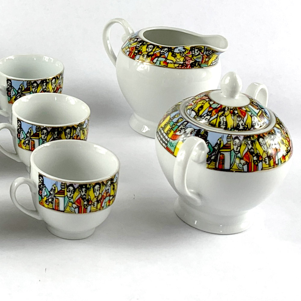 Ethiopian Traditional Coffee Set | ጀበና፣ 6 ስኒዎች፣ ስኳር እና ወተት ማቅረቢያ